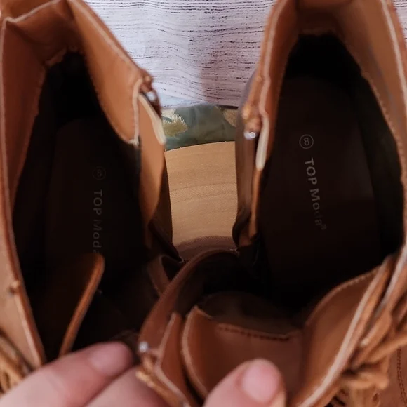 Top Moda booties. Lace up zip sides 3" heel - Picture 6 of 8